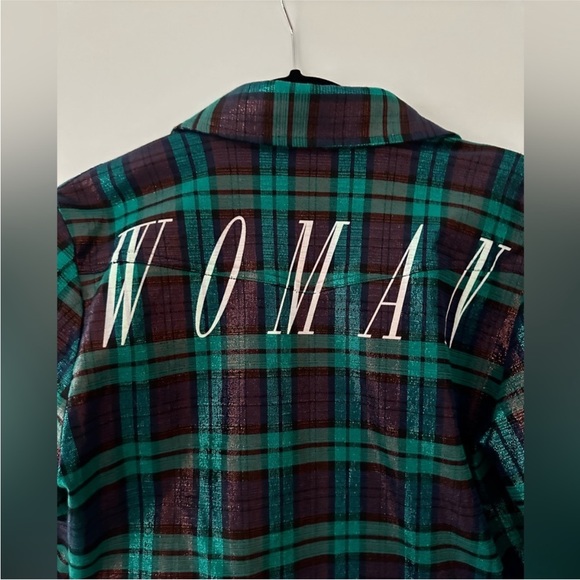 RARE OFF-WHITE c/o VIRGIL ABLOH Oversized Metallic Plaid Overshirt Button up XXS - Picture 2 of 10